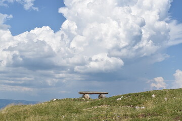 Bench on a mountain slope