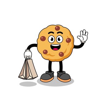 recommend clip art: Cartoon of chocolate chip cookie shopping