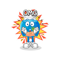 fish bowl Oh my God vector. cartoon character