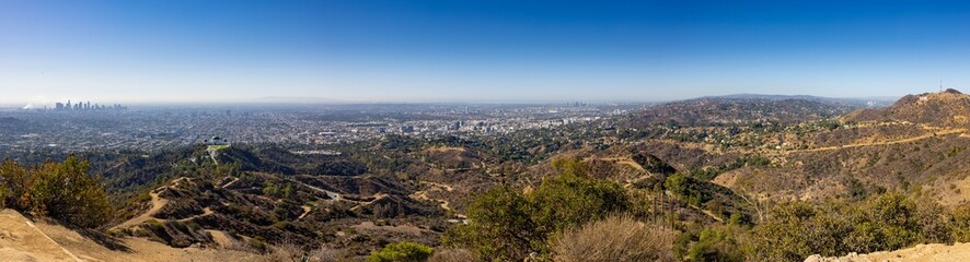 Panorama view from Hollywood Hills over whole Los Angeles