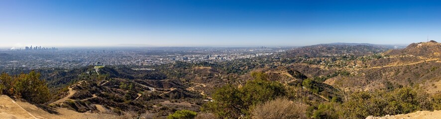 Fototapeta na wymiar Panorama view from Hollywood Hills over whole Los Angeles