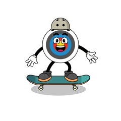archery target mascot playing a skateboard