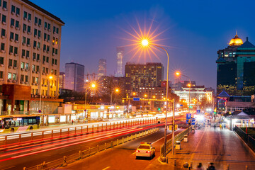 The night view of the city landscape in Beijing