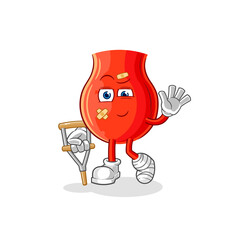 uvula sick with limping stick. cartoon mascot vector