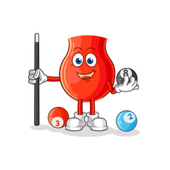 uvula plays billiard character. cartoon mascot vector