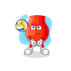 uvula play volleyball mascot. cartoon vector