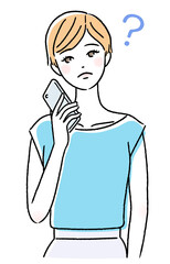 スマホを持つ若い女性