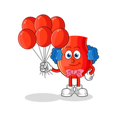 uvula clown with balloons vector. cartoon character