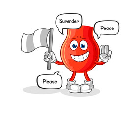 uvula hold surrender flag mascot. cartoon vector