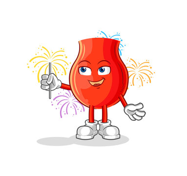 uvula with fireworks mascot. cartoon vector
