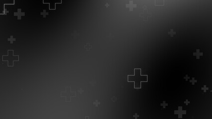 Medical health cross neon light shapes pattern on black background. Abstract healthcare with coronavirus infected deaths case concept.
