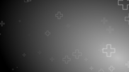 Obraz premium Medical health cross neon light shapes pattern on black background.