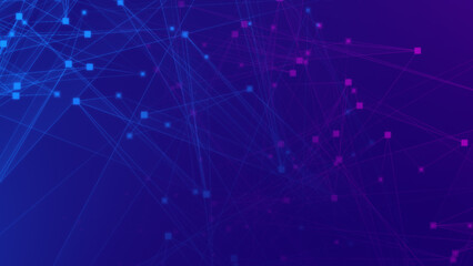 Abstract purple violet and blue polygon tech network with connect technology background. Abstract dots and lines texture background. 3d rendering.