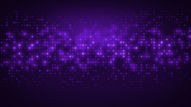 Abstract dot pattern purple light gradient texture technology background.