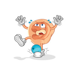 ear hiten by bowling cartoon. cartoon mascot vector