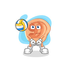 ear play volleyball mascot. cartoon vector