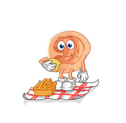 ear on a picnic cartoon. cartoon mascot vector