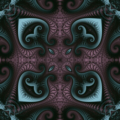 Square seamless fractal patterns. Beautiful bright background.