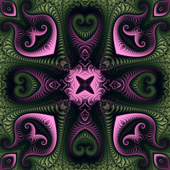 Square seamless fractal patterns. Beautiful bright background.