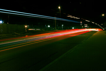 Fototapeta na wymiar night traffic in the city Long Exposure