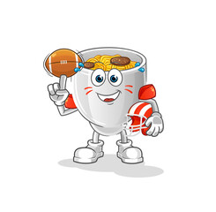Obraz premium noodle bowl playing rugby character. cartoon mascot vector
