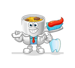 noodle bowl dentist illustration. character vector