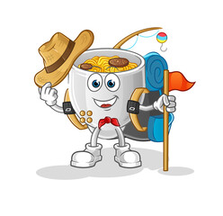 noodle bowl scout vector. cartoon character