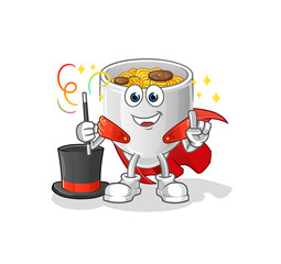 Obraz premium noodle bowl magician illustration. character vector