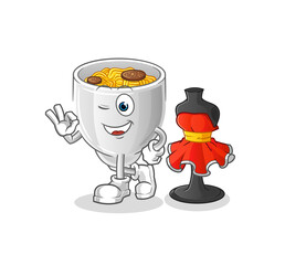 noodle bowl fashion designer vector. cartoon character
