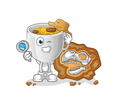 recommend clip art: noodle bowl archaeologists with fossils mascot. cartoon vector