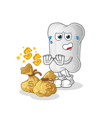 dog bone refuse money illustration. character vector