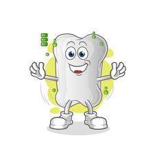 dog bone full battery character. cartoon mascot vector