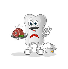 dog bone chef with meat mascot. cartoon vector
