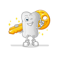 dog bone carry the key mascot. cartoon vector