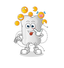 dog bone laugh and mock character. cartoon mascot vector