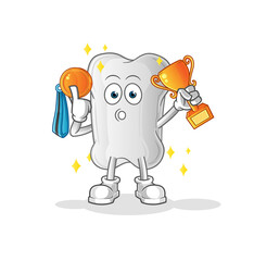 dog bone winner with trophie. cartoon character