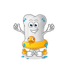 dog bone with duck buoy cartoon. cartoon mascot vector