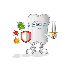 dog bone against viruses cartoon. cartoon mascot vector