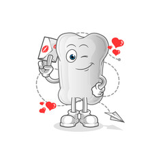 dog bone hold love letter illustration. character vector