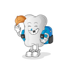 dog bone goes to school vector. cartoon character