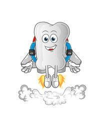 dog bone with jetpack mascot. cartoon vector