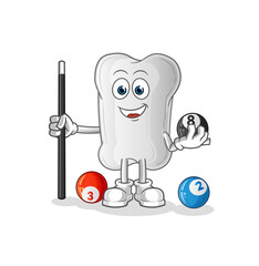 dog bone plays billiard character. cartoon mascot vector