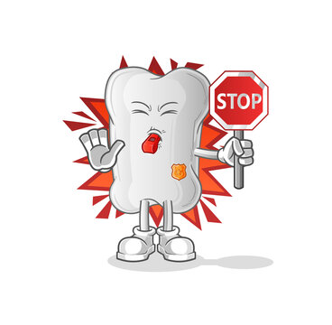 dog bone holding stop sign. cartoon mascot vector