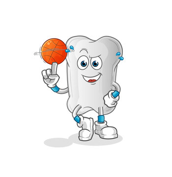dog bone playing basket ball mascot. cartoon vector