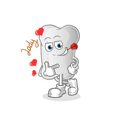 dog bone flirting illustration. character vector