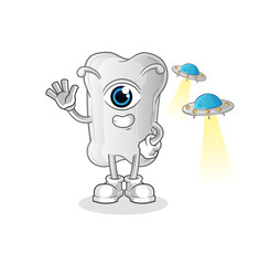 dog bone alien cartoon mascot vector