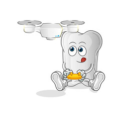 dog bone with drone character. cartoon mascot vector