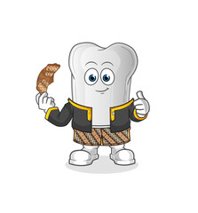 dog bone Javanese character. cartoon mascot vector