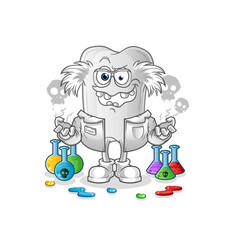 dog bone mad scientist illustration. character vector