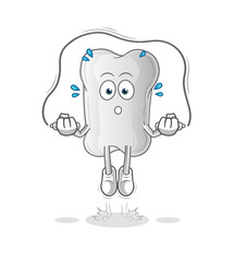dog bone jump rope exercise. character vector